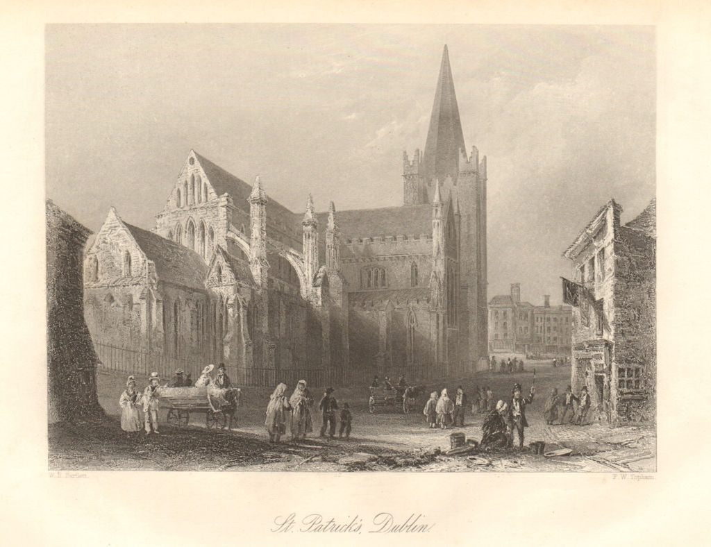 St. Patrick's Cathedral, Dublin. Ireland 1843 old antique print picture